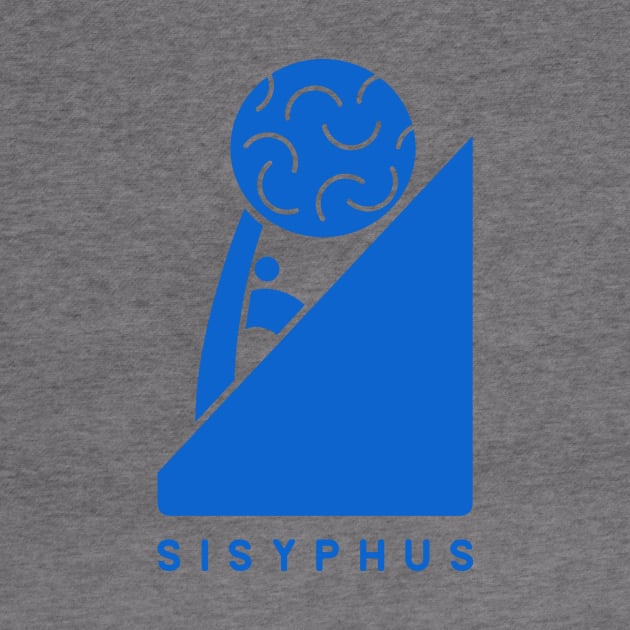 Sisyphus,Minimalist design for ancient Greek mythology fans in blue ink by croquis design